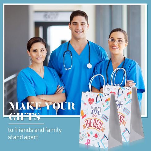 Zonon 24 Pcs Nurses Week Gift Nurse Bags Thanks for Goody Treat Bags with Handle for Appreciation Assistant Cna Medical Graduation Party,10.6 x 8.3 x 4.3 Inches(Stylish Style) in Saudi Arabia