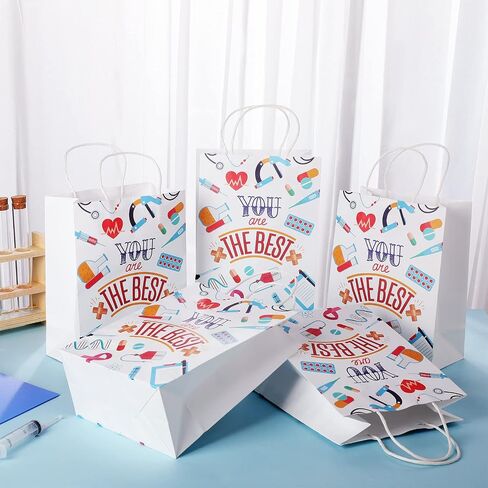 Zonon 24 Pcs Nurses Week Gift Nurse Bags Thanks for Goody Treat Bags with Handle for Appreciation Assistant Cna Medical Graduation Party,10.6 x 8.3 x 4.3 Inches(Stylish Style) in Saudi Arabia