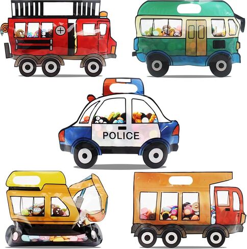 30 Pack Goodie Bags Cartoon Mix Car Candy Treat Bags Small Plastic Ziplock Seal Bags Gift Candy Bags with Handle Resealable Packaging Food Storage Bags Party Favor Birthday Bags(Mix Car) in Kuwait