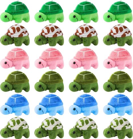 Hydren 24 pcs سلحفاة صغيرة محشوة لعبة Soft Sea Turtle Animal Plush Toys رائعتين محشوة بالحيوانات الزخرفة لحفلة عيد ميلاد شاطئ المحيط (نمط حي) in Saudi Arabia