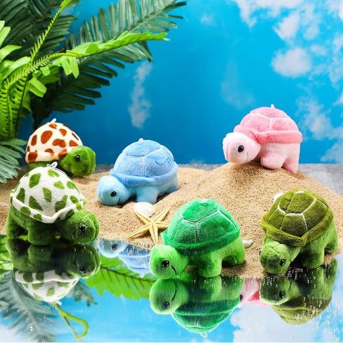 Hydren 24 pcs سلحفاة صغيرة محشوة لعبة Soft Sea Turtle Animal Plush Toys رائعتين محشوة بالحيوانات الزخرفة لحفلة عيد ميلاد شاطئ المحيط (نمط حي) in Saudi Arabia