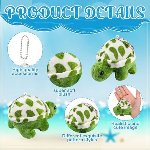 Hydren 24 pcs سلحفاة صغيرة محشوة لعبة Soft Sea Turtle Animal Plush Toys رائعتين محشوة بالحيوانات الزخرفة لحفلة عيد ميلاد شاطئ المحيط (نمط حي) in Saudi Arabia