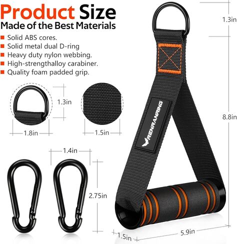 RENRANRING Gym Exercise Handles, Replacement Handle Attachments for Cable Machine Pulleys, Resistance Band and Strength Trainer, Pull Down Workout Accessories, Home Gym Add On Equipment in Kuwait