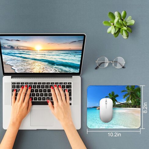 3 Pack Small Mouse pad Beach Square Mouse Mat for Wireless Mouse Office Computer Mousepad for Desk Mat Laptop with Non-Slip Rubber Base (Sea) in Kuwait