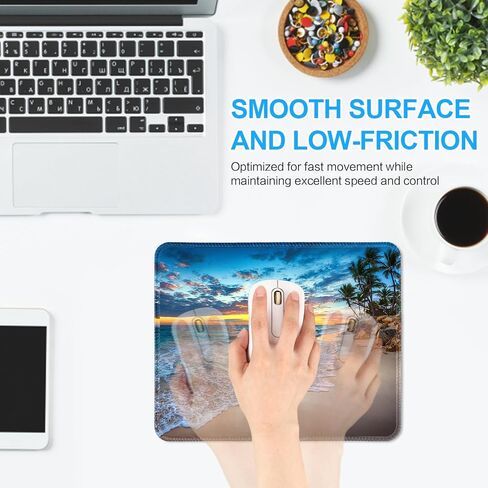 3 Pack Small Mouse pad Beach Square Mouse Mat for Wireless Mouse Office Computer Mousepad for Desk Mat Laptop with Non-Slip Rubber Base (Sea) in Kuwait