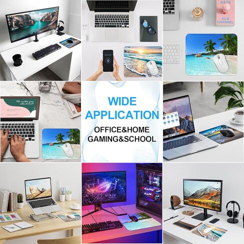 3 Pack Small Mouse pad Beach Square Mouse Mat for Wireless Mouse Office Computer Mousepad for Desk Mat Laptop with Non-Slip Rubber Base (Sea) in Kuwait