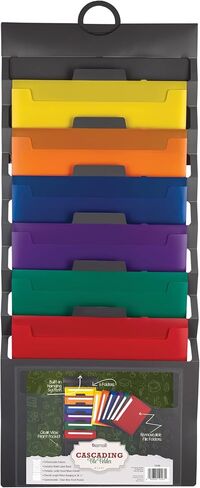 Samsill Cascading Wall File Organizer, Classrom Organization and Storage, 6 Removable Poly Hanging File Folders, Command Center Wall Organizer, Gray with Assorted Fashion Color Folders in Kuwait