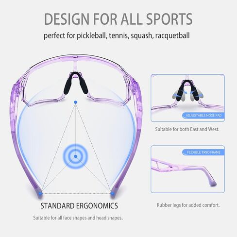 VeilGlam Clear Pickleball Glasses for Men Women, Protective Eyewear Protection Safety Sunglasses ANSI Z87.1 Anti Fog Scratch Tennis Squash Racquetball Goggles in Saudi Arabia