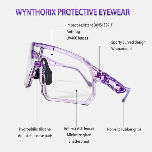 VeilGlam Clear Pickleball Glasses for Men Women, Protective Eyewear Protection Safety Sunglasses ANSI Z87.1 Anti Fog Scratch Tennis Squash Racquetball Goggles in Saudi Arabia
