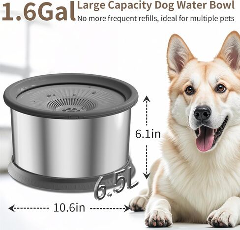 2.5L Dog Water Bowl 101oz Stainless Steel Dog Water Bowls, Spill Proof Slow Water Bowl for Dogs No Splash Pet Water Dispenser with Non-Slip Base, No Spill Water Bowl for Dogs and Cats in Saudi Arabia