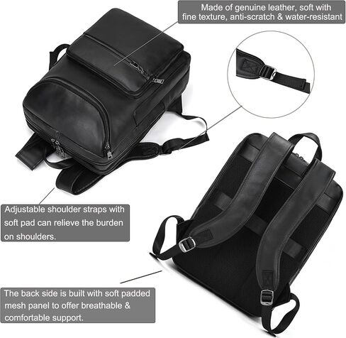 Genuine Leather Shoulder Bag Men Women Casual Backpack Slim Daypack Laptop Rucksack Business Travel Outdoor Bag in Kuwait