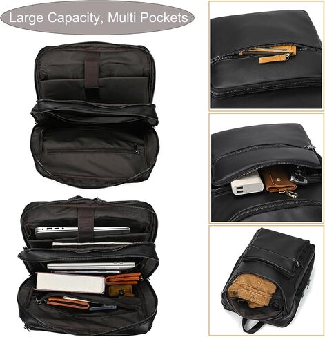Genuine Leather Shoulder Bag Men Women Casual Backpack Slim Daypack Laptop Rucksack Business Travel Outdoor Bag in Kuwait