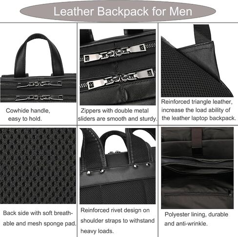 Genuine Leather Shoulder Bag Men Women Casual Backpack Slim Daypack Laptop Rucksack Business Travel Outdoor Bag in Kuwait