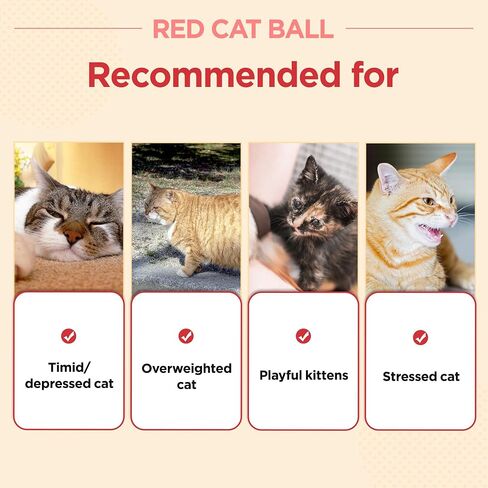 Jayu Pet Red Cat Ball [W/Pell Version] - Catnip Inside Cat Toy ، ألعاب Silvervine Ball ، ألعاب Cat للقطط الداخلية ، لعبة Cat Ball التفاعلية ، ألعاب القطط القاسية ، هدايا القط (2.7 في ، 7 سم) in Kuwait