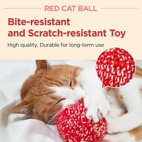 Jayu Pet Red Cat Ball [W/Pell Version] - Catnip Inside Cat Toy ، ألعاب Silvervine Ball ، ألعاب Cat للقطط الداخلية ، لعبة Cat Ball التفاعلية ، ألعاب القطط القاسية ، هدايا القط (2.7 في ، 7 سم) in Kuwait