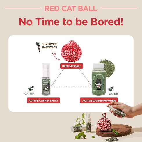 Jayu Pet Red Cat Ball [W/Pell Version] - Catnip Inside Cat Toy ، ألعاب Silvervine Ball ، ألعاب Cat للقطط الداخلية ، لعبة Cat Ball التفاعلية ، ألعاب القطط القاسية ، هدايا القط (2.7 في ، 7 سم) in Kuwait