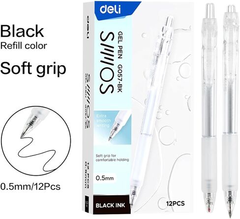 Black Gel Pens, 24 Pack Gel Pen Medium Point 0.5mm Pen, Retractable Gel Ink Rollerball Pens for Smooth Writing Back to School Supplies in Saudi Arabia