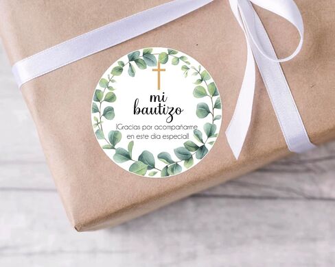 Greenery Mi Bautizo ملصقات دائرة الملصقات ، 40 حزمة ، ملصقات 2 بوصة in Kuwait