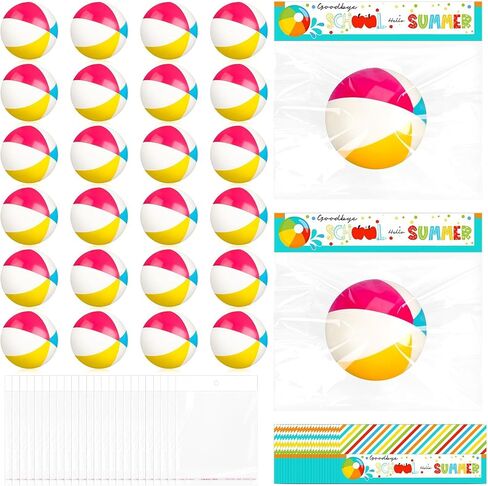 Denylo pro 24 Sets Mini Beach Stress Pink Balls Summer Bulk Gifts with Ball Summer Cards Plastic Bags for Birthday Beach Hawaiian Party Favors Summer Water Games in Saudi Arabia