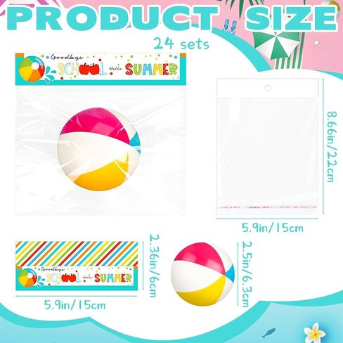 Denylo pro 24 Sets Mini Beach Stress Pink Balls Summer Bulk Gifts with Ball Summer Cards Plastic Bags for Birthday Beach Hawaiian Party Favors Summer Water Games in Saudi Arabia