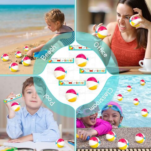 Denylo pro 24 Sets Mini Beach Stress Pink Balls Summer Bulk Gifts with Ball Summer Cards Plastic Bags for Birthday Beach Hawaiian Party Favors Summer Water Games in Saudi Arabia