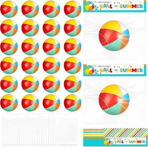 Denylo pro 24 Sets Mini Beach Stress Pink Balls Summer Bulk Gifts with Ball Summer Cards Plastic Bags for Birthday Beach Hawaiian Party Favors Summer Water Games in Saudi Arabia