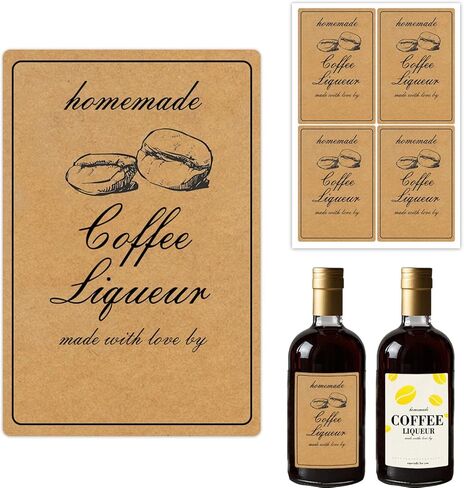 40 PCS Homemade Coffee Liqueur Kraft Paper Bottle Labels Stickers Handcrafted with Love Bottle Stickers, 2x3 Inch in Saudi Arabia