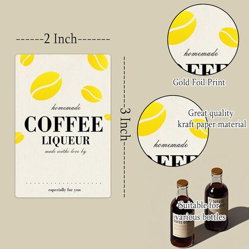 40 جهاز كمبيوتر محلي الصنع قهوة المسكرات كرافت ورق زجاجة ملصقات ملصقات مصنوعة يدويا مع ملصقات زجاجة الحب ، 2 × 3 بوصة in Kuwait