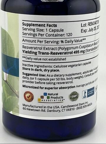 ميجا ريسفيراترول، درجة صيدلانية، نقي بنسبة 99%، معزول، ميكرونيزد ترانس ريسفيراترول، 60 كبسولة نباتية، 500 مجم لكل كبسولة. نقاء معتمد. لم يتم إضافة أي مكونات سامة "غير نشطة" على الإطلاق. in Kuwait