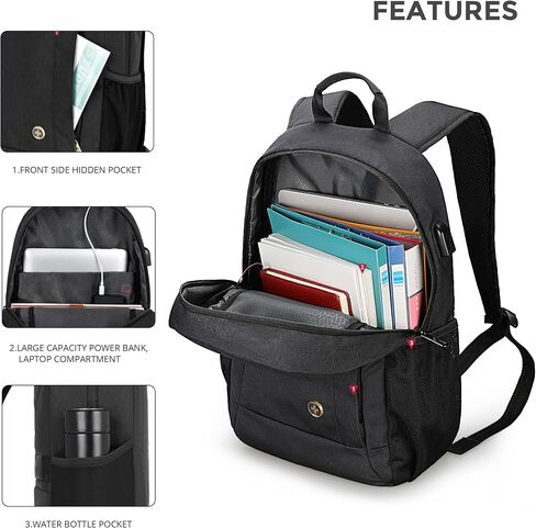 Swissdigital Design Men's Laptop Backpack for College and Business Travel with Integrated USB Charging Port and RFID Protection Fits Laptops up to 15.6 inch (Terabyte NG SD1695-01) in Saudi Arabia