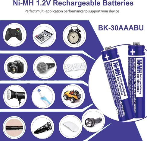 8PCS BK-30AAABU Ni-MH AAA Rechargeable Batteries 300mah AAA Ni-MH Rechargeable Batteries 1.2V for Panasonic Cordless Phones, Remote Controls, Electronics in Saudi Arabia