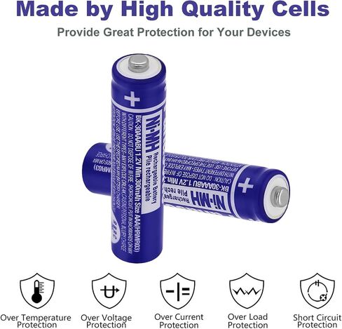 8PCS BK-30AAABU Ni-MH AAA Rechargeable Batteries 300mah AAA Ni-MH Rechargeable Batteries 1.2V for Panasonic Cordless Phones, Remote Controls, Electronics in Saudi Arabia
