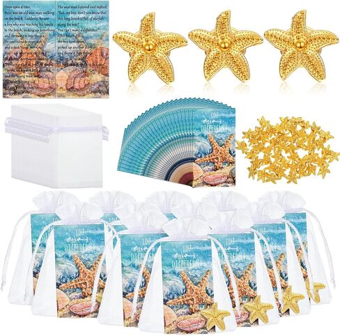 Unittype 50 Pack Starfish Story Gifts Starfish Lapel Pin on Creatization Cards with Facs Thought There Thanks Employe Emberiation شكرًا لك هدايا المعسكر للبنات فتيان (الذهب) in Kuwait