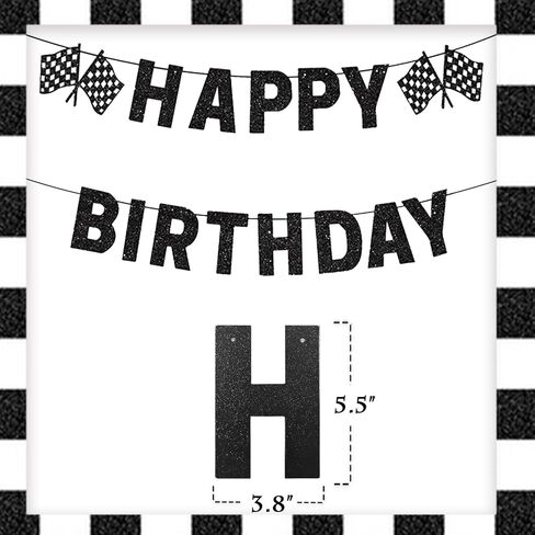 Red Race Car Party Banners - Happy Birthday Banners Checkered Garlands Banners- Racing Car Birthday Decorations Party Supplies in Kuwait