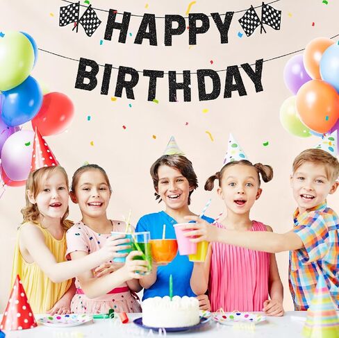 Red Race Car Party Banners - Happy Birthday Banners Checkered Garlands Banners- Racing Car Birthday Decorations Party Supplies in Kuwait