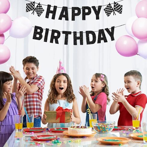 Red Race Car Party Banners - Happy Birthday Banners Checkered Garlands Banners- Racing Car Birthday Decorations Party Supplies in Kuwait