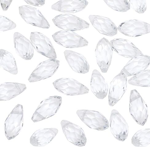 Teardrop Crystal Glass Beads Faceted Hanging Dangle Pendant for Chandelier Jewelry Making Drilled Beads Bracelet Earring Necklace Crafting, 6x12mm, 100PCS (Clear AB) in Saudi Arabia