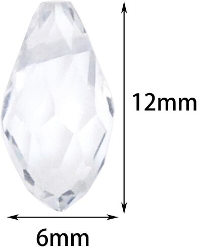 Teardrop Crystal Glass Beads Faceted Hanging Dangle Pendant for Chandelier Jewelry Making Drilled Beads Bracelet Earring Necklace Crafting, 6x12mm, 100PCS (Clear AB) in Saudi Arabia