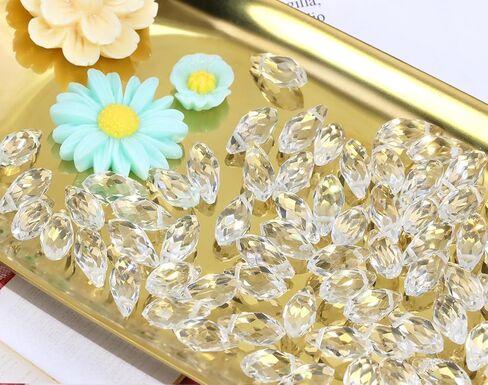 Teardrop Crystal Glass Beads Faceted Hanging Dangle Pendant for Chandelier Jewelry Making Drilled Beads Bracelet Earring Necklace Crafting, 6x12mm, 100PCS (Clear AB) in Saudi Arabia