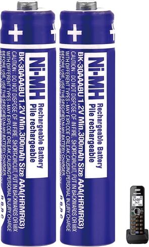 2PCS BK-30AAABU Ni-MH AAA Rechargeable Batteries 300mah AAA Ni-MH Rechargeable Batteries 1.2V for Panasonic Cordless Phones, Remote Controls, Electronics in Kuwait