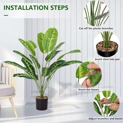 نباتات اصطناعية 28 بوصة نباتات وهمية كبيرة قطعتين من نباتات مونسترا الصناعية الصناعية في الأماكن المغلقة طويلة للأماكن الخارجية في الهواء الطلق نباتات صناعية بوعاء لديكور المنزل والمكتب والحديقة in Kuwait