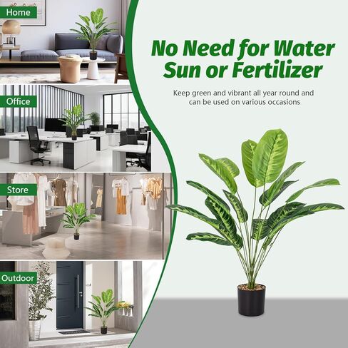 نباتات اصطناعية 28 بوصة نباتات وهمية كبيرة قطعتين من نباتات مونسترا الصناعية الصناعية في الأماكن المغلقة طويلة للأماكن الخارجية في الهواء الطلق نباتات صناعية بوعاء لديكور المنزل والمكتب والحديقة in Kuwait