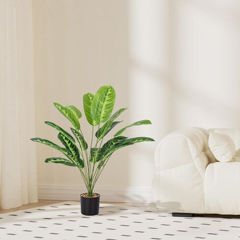 نباتات اصطناعية 28 بوصة نباتات وهمية كبيرة قطعتين من نباتات مونسترا الصناعية الصناعية في الأماكن المغلقة طويلة للأماكن الخارجية في الهواء الطلق نباتات صناعية بوعاء لديكور المنزل والمكتب والحديقة in Kuwait