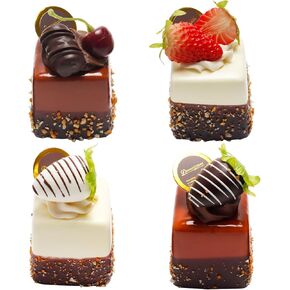 4 قطع من الكعك الاصطناعي الاصطناعي المختلط، نموذج تزيين الطعام، نموذج تزيين الطعام، دعائم صور المطبخ، كعكة مربعة in Kuwait