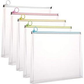 5Packs Clear Plastic Zip Envelopes 9 3/4 x 13 Letter File Document Paper Folder Case