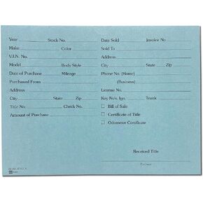 EZ Line Printed Vehicle Deal Record Envelopes 9x12 Jackets 100 Pack (Light Blue Detailed)