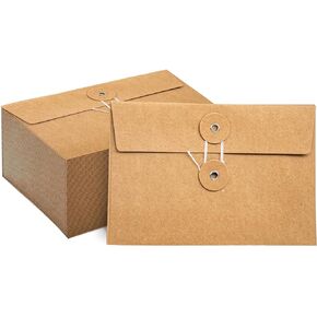 40 Pcs Kraft Paper Envelopes with String Tie Closure Project Pockets Document Organizer for Office Folder Booklet Bag, 4.53 x 6.7 inches (Brown)
