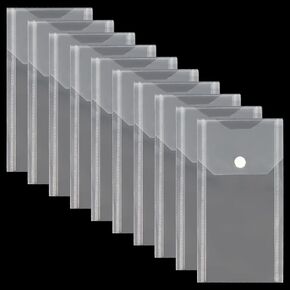 Plastic Envelopes 10 Pack Poly Hook Loop Closure,Receipt Stickers Storage Holder Document Folders for Receipt Cash Organization