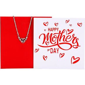 Foldin'Fun Mother's Day Card Greeting Card with Envelope and Necklace on Anniversary Happy Mother's Day Card for Mom Birthday Gift for Mother Grandma from Daughter Son Kid
