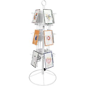 Tongmo Rotating Greeting Card Stand - Enhance Your Display with a 12-Pocket Rotating Countertop Solution for Postcards, Brochures, and Greeting Cards (7"H - 12 Pockets) (Black)